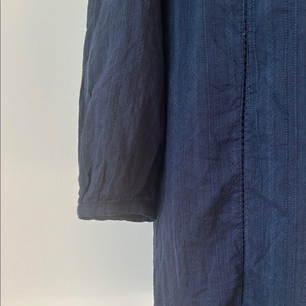 Blue Relaxed Ruched Tunic Blouse - Picture 4 of 12